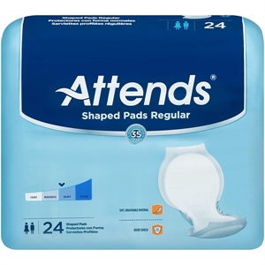 Picture of Attends Shaped Pads Day Regular (Pack of 24) aka Attends Day Regular Pads, Attends 31684, attends pads, incontinence pads